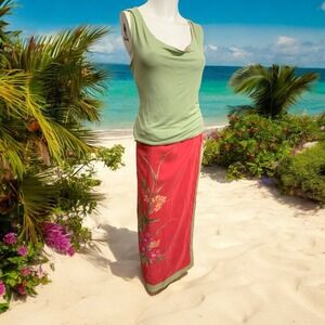 MUSE Beautiful Silk StyleDress Size 10 Reversible Sleeveless Top Long Wrap Aroun